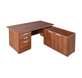 Maroon table with side table