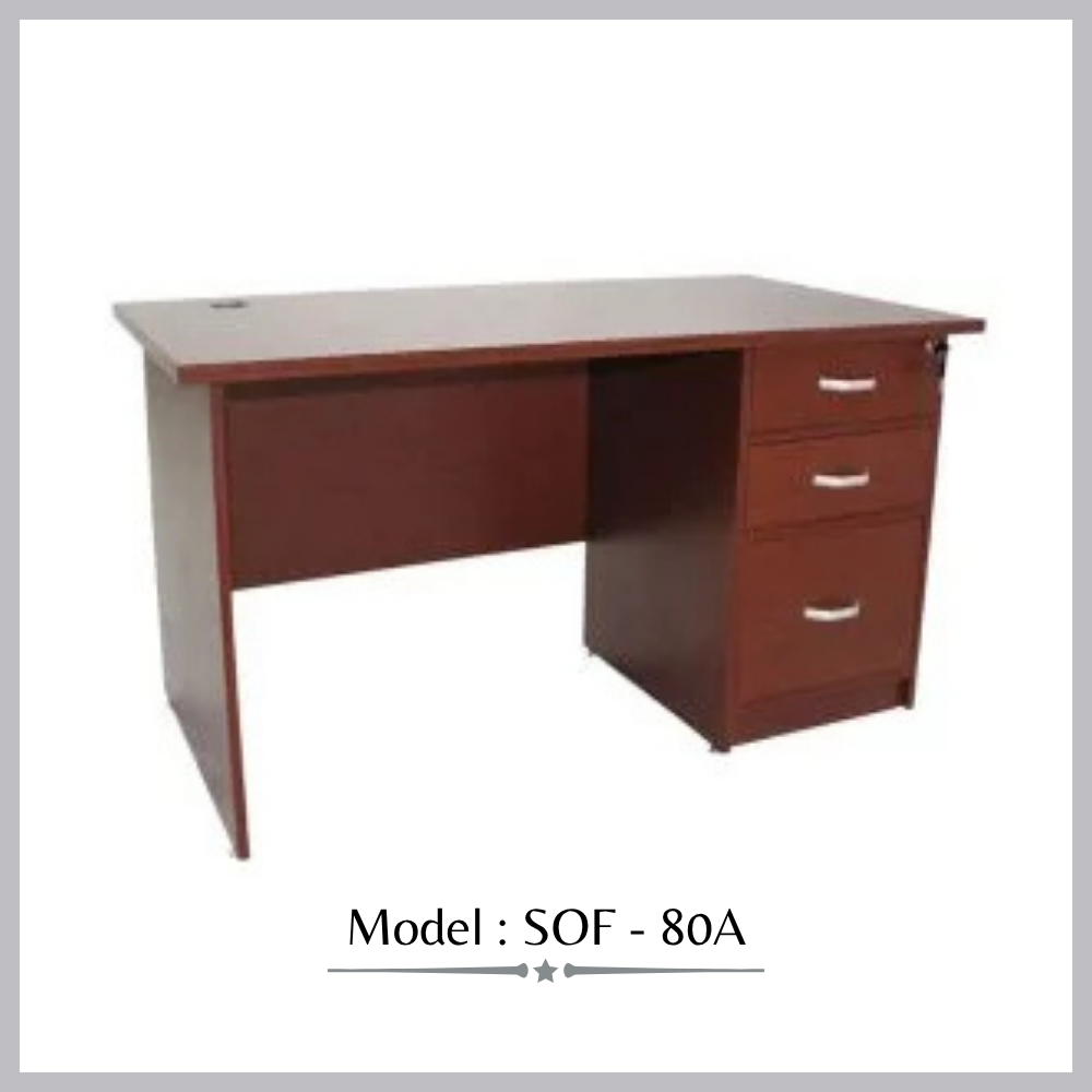 Maroon Rectangular Wooden office table