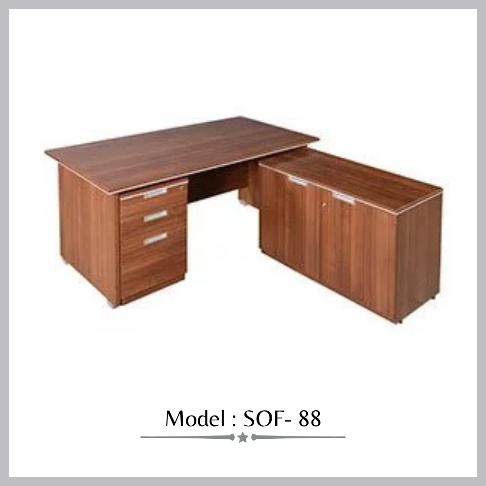 Maroon table with side table
