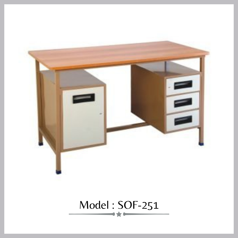 Steel office table with 3 drawers