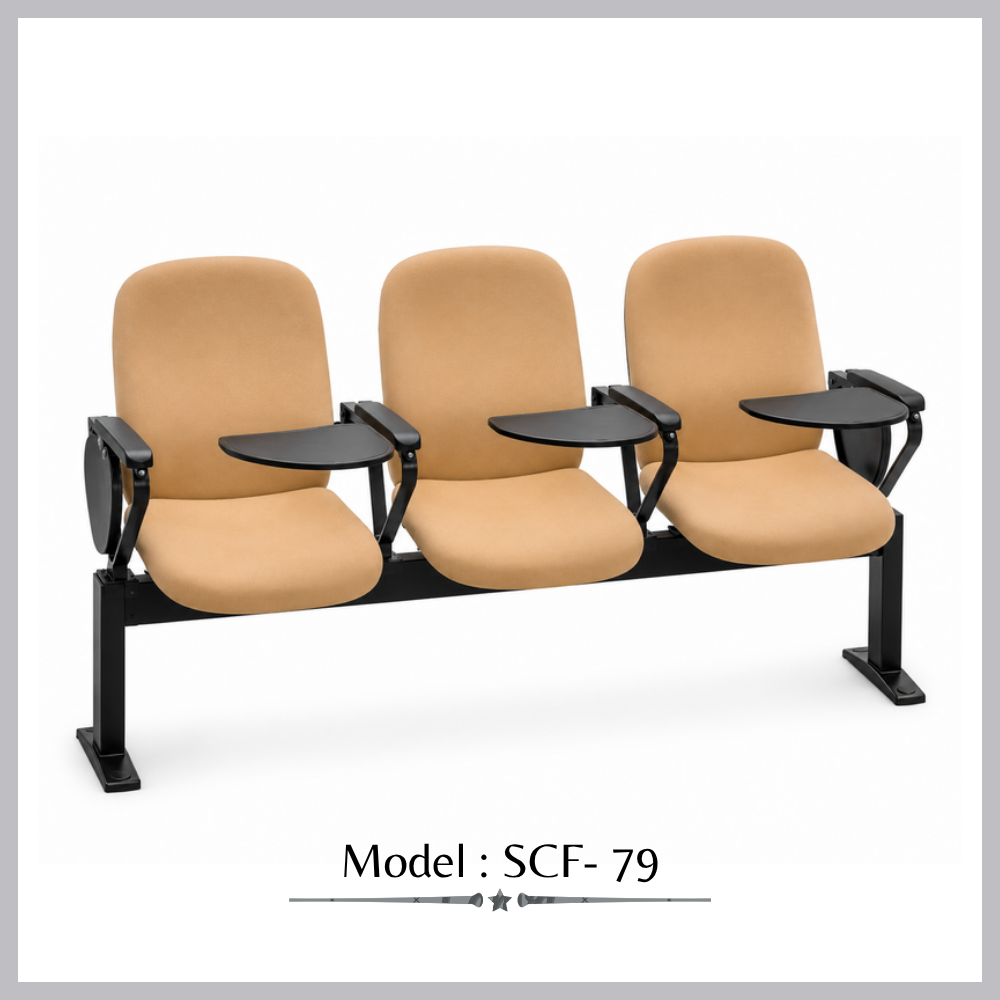 Three seater Auditorium Chair with Writing Pad